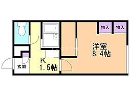 レオパレス新発寒 1Kの間取図画像