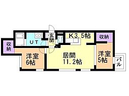 MJ発寒中央 2LDKの間取図画像