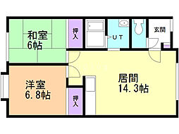 グランフルーブ西野 2LDKの間取図画像