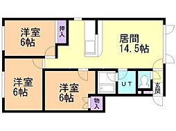 アップルコート西町1 3LDKの間取図画像