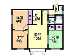 ルミエール栗山 3LDKの間取図画像