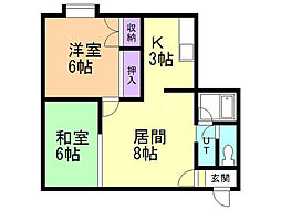 シャトレ宮の沢 2LDKの間取図画像