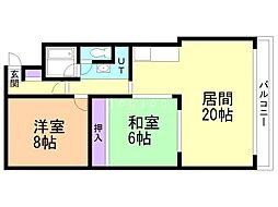 第3宏友ハイツ 2LDKの間取図画像