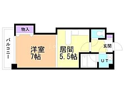 コンパス琴似 1DKの間取図画像
