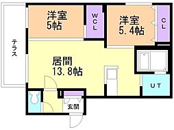 テラブライト 2LDKの間取図画像