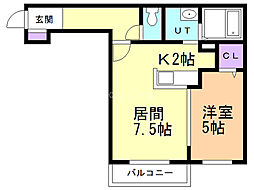 エクセラン 1LDKの間取図画像