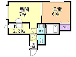 フォレスト西町 1LDKの間取図画像