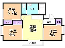 パッシオ前田 3DKの間取図画像