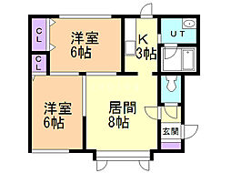 アーステック星置 2LDKの間取図画像