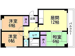 アステル西野 3LDKの間取図画像