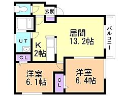 コートアヴァンティ 2LDKの間取図画像