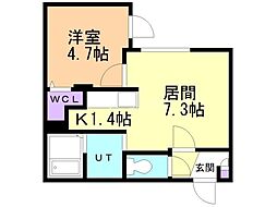 ブランブリエ二十四軒 1LDKの間取図画像