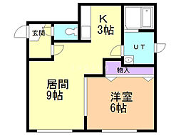 ハーモニー8・9 1LDKの間取図画像