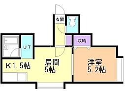 メゾンコンフォート 1DKの間取図画像