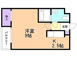 グランメール八軒東 1Kの間取図画像