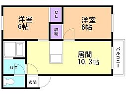 ラポート西宮の沢 2LDKの間取図画像
