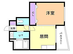 サイレンスウエスト 1DKの間取図画像