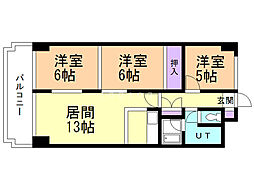 高伸ハイツ 3LDKの間取図画像
