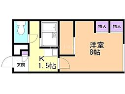 レオパレスW.West 1Kの間取図画像