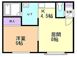 アムール8 1LDKの間取図画像