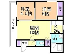 エクセレンス西町 2LDKの間取図画像