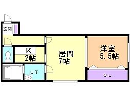 アパートメントハウス 1LDKの間取図画像