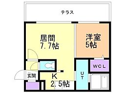 コアヒルズ 1LDKの間取図画像