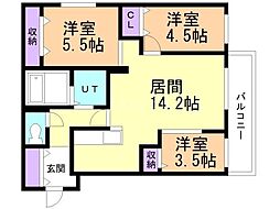 札幌市手稲区前田二条11丁目マンション 3LDKの間取図画像