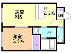 VEINTICUATRO 1LDKの間取図画像