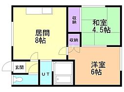 あかつきマンション 2DKの間取図画像