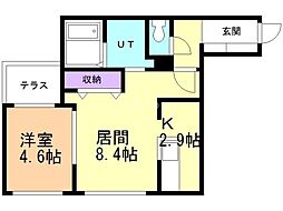 ブランシャールALAINKOTONI 1LDKの間取図画像