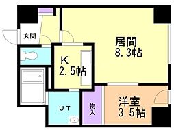 ウイステリア琴似 1LDKの間取図画像