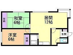 プラザ寿 2LDKの間取図画像