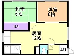 グリンコーポB 2LDKの間取図画像