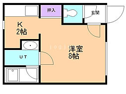 JPコート二十四軒 1Kの間取図画像