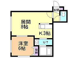 ピースハーモニーウエスト3 1LDKの間取図画像