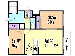 ワンアンドオンリー 2LDKの間取図画像
