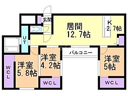 イール八軒 3LDKの間取図画像