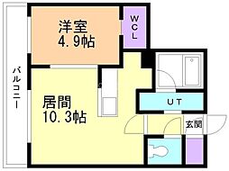 札幌市西区二十四軒三条3丁目マンション 1LDKの間取図画像