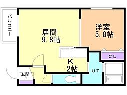 ワンアンドオンリー 1LDKの間取図画像
