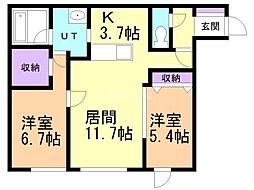ラフィナート発寒中央札幌 2LDKの間取図画像