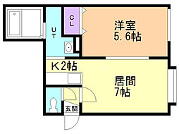 アーバンライフ発寒南 1LDKの間取図画像