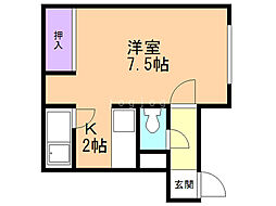 グランデージ発寒 1Kの間取図画像