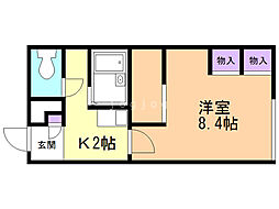 レオパレスグリーンベルトヒカリ 1Kの間取図画像