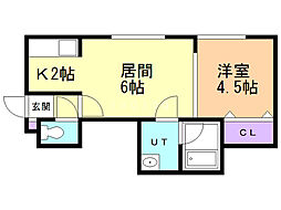 アビタ琴似 1LDKの間取図画像