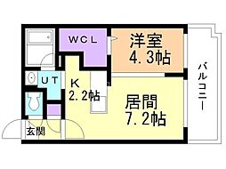 S-RESIDENCE西町 1LDKの間取図画像