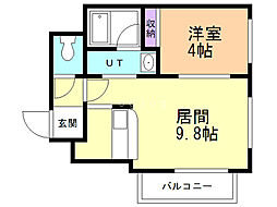 ノースファイン手稲 1LDKの間取図画像