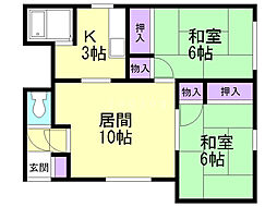 耕楽ハイツA 2LDKの間取図画像