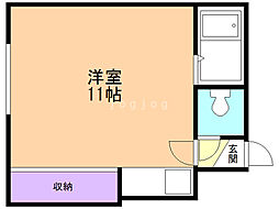 コーポラス22 ワンルームの間取図画像