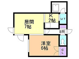 ウェストサイド山の手 1LDKの間取図画像